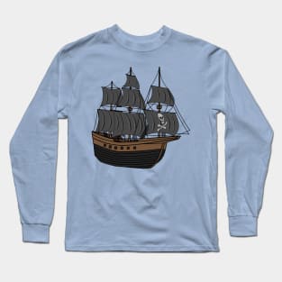 Pirate ship cartoon illustration Long Sleeve T-Shirt